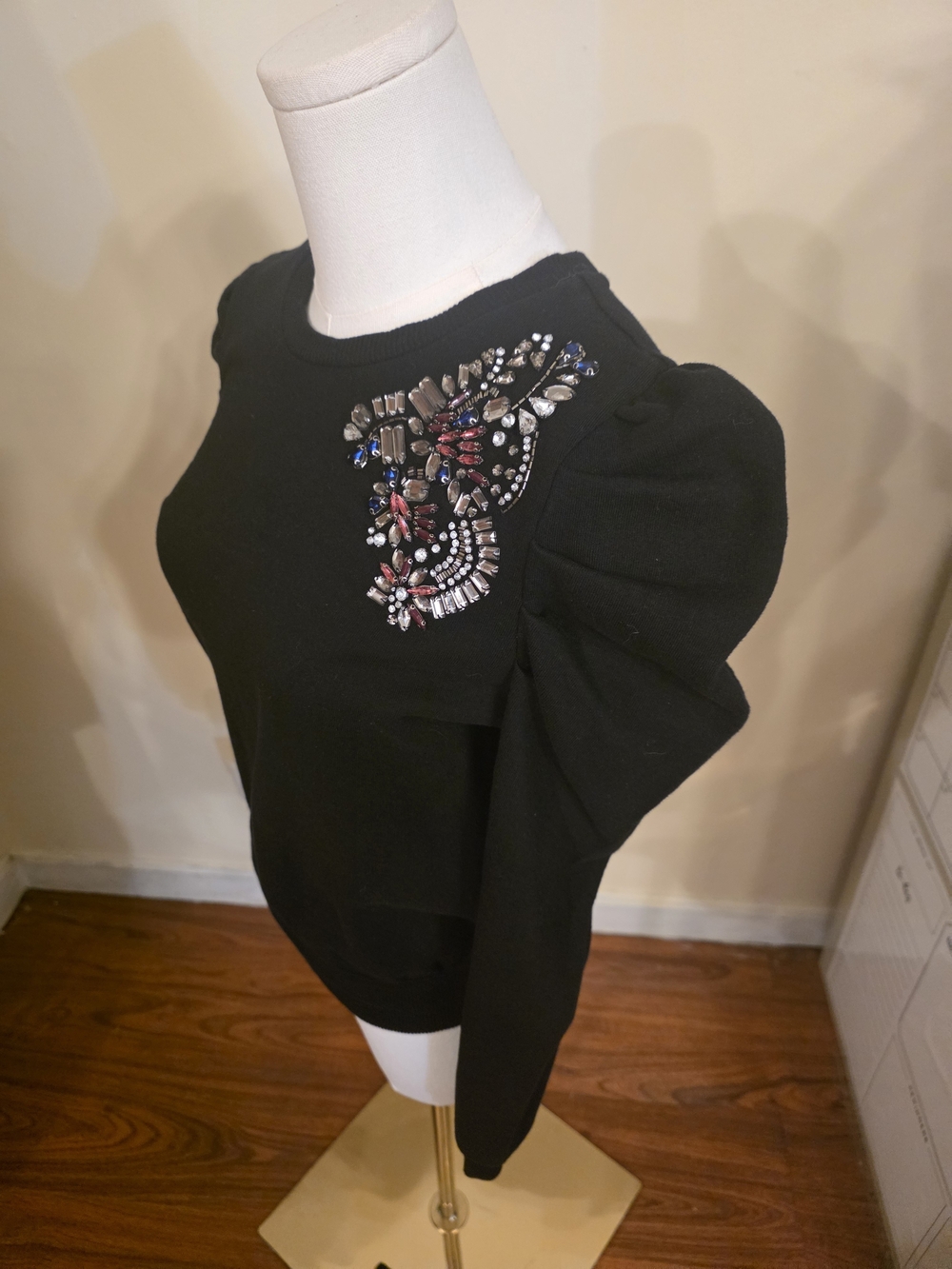 Express Black Jeweled Shoulder Sweatshirt - Size XS